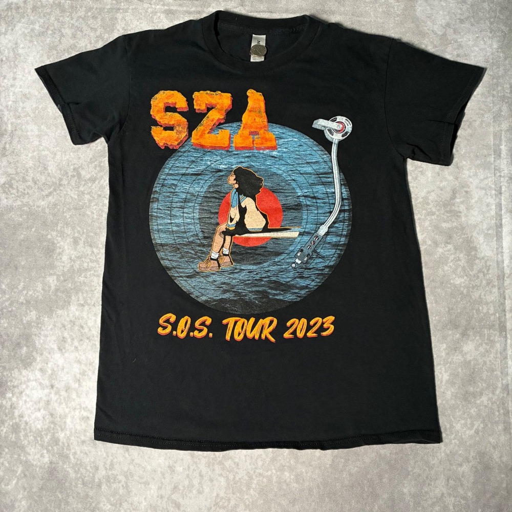 SZA SOS Tour 2023 Concert T-Shirt Mens Small Black Omar Apollo Dates Graphic Tee